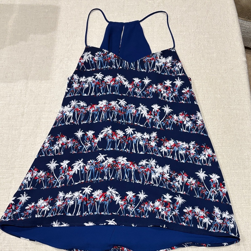Express Navy Palm Print Camisole with Red and White Accents